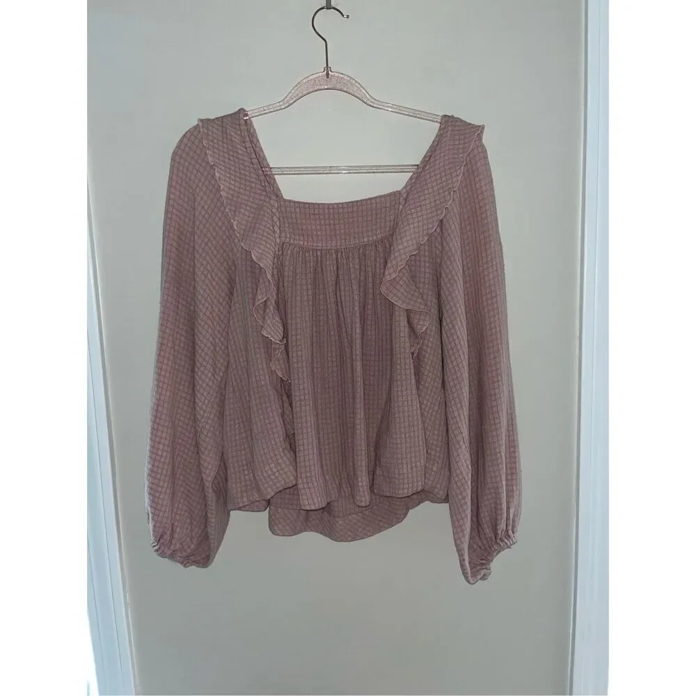 Free People Bonnie Blouse XS Pale Pink Ruffles